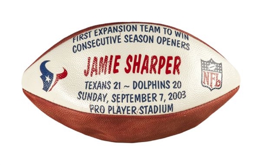 Jamie Sharpers 2003 Houston Texans Week One Game Ball (Sharper LOA)